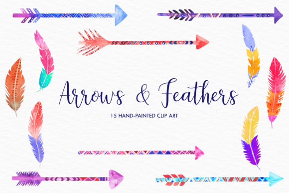 Download Watercolor Arrows, Feathers Clipart - Premium Resources
